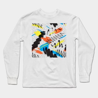 Retro Memphis 80s Pattern Design Long Sleeve T-Shirt